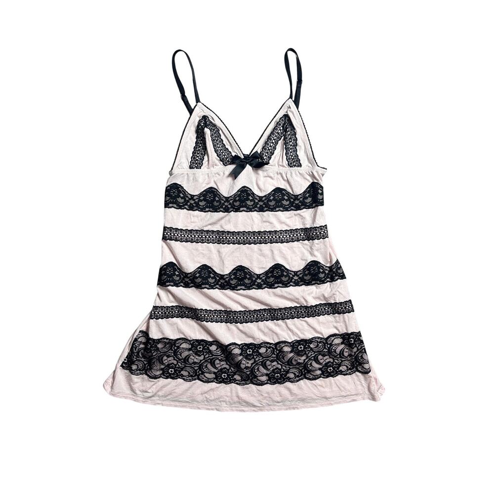 VS Sexy Little Things Pink Black Lace Slip dress Y2K Size Small
